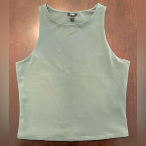Express Sage Green Crewneck Cropped Body Contour Tank, size M